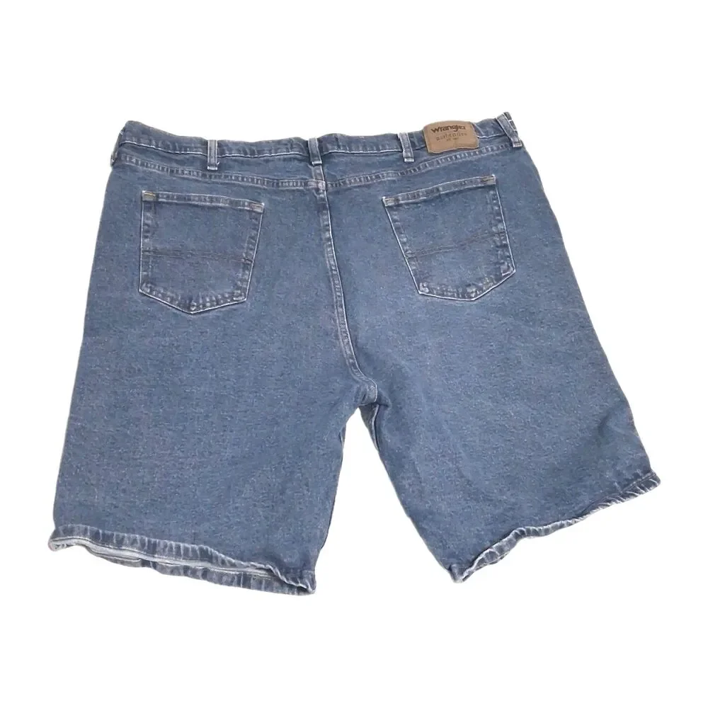 Sz 46 Wrangler Authentics Blue Denim Shorts Mens Raw Hem Heavyweight Cotton